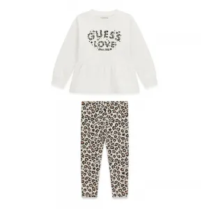 Детски комплект от туника и леопардов клин Guess