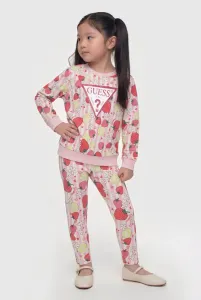 Бледо розова блуза за мини момиче райе с плодове Guess