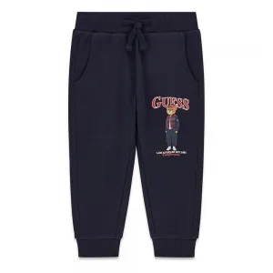 Детско спортно долнище Guess Bear – тъмносиньо с мече