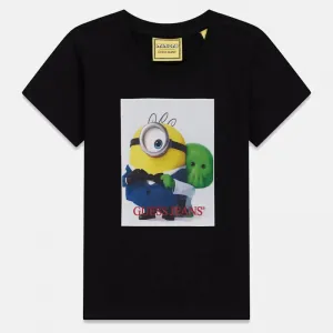 Черна памучна тениска GUESS KIDS x Minions 