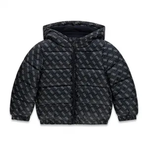 Яке в тъмносин цвят за мини момче с бели лога Guess