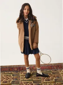 Вълнено палто за момиче в бежов цвят с бродерии Guess(Top Model 2026)