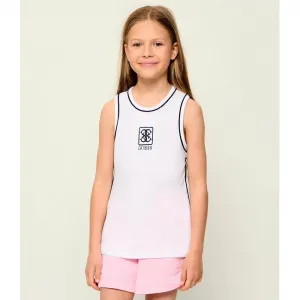 Бял потник за момиче с черни ивици и детайли Guess